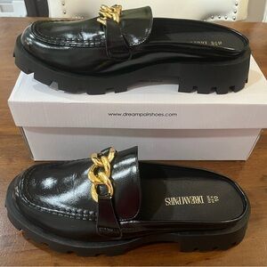 Dream Pairs Women's Black Mules with Gold Chain